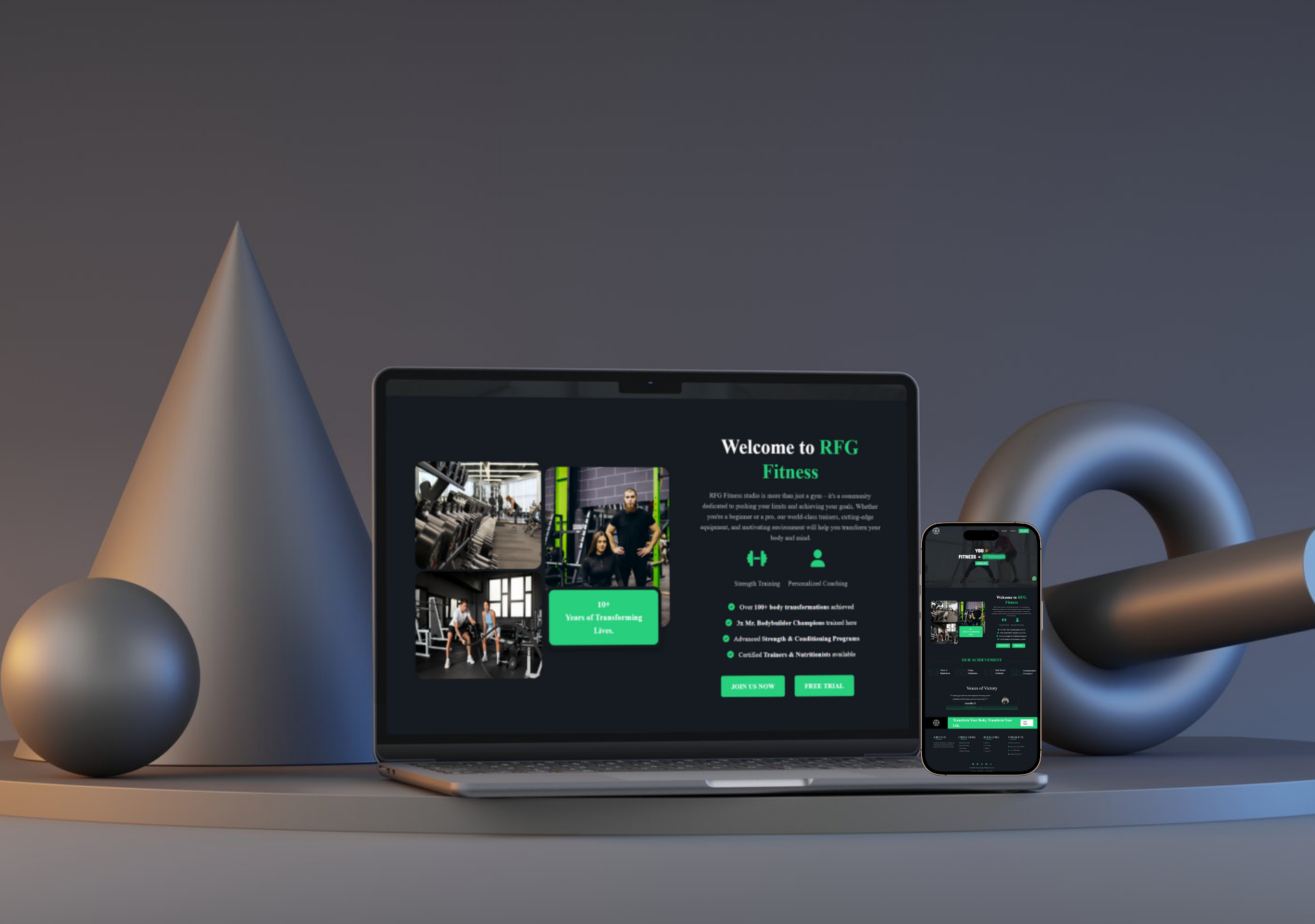 RFG Gym Website Built by Ornabyte for Fitness Center in Kochi Responsive website for RFG Gym in Kochi, Kerala developed by Ornabyte with WhatsApp integration, mobile-first UX, and SEO optimization